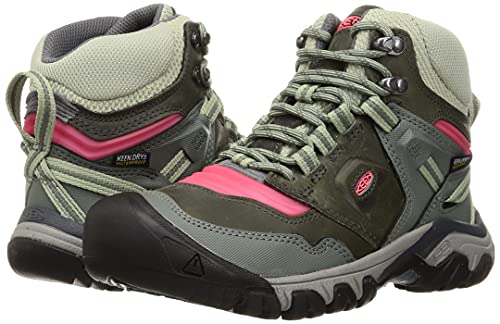 KEEN Women's Ridge Flex Mid Height Waterproof Hiking Boot, Castor Grey/Dubarry, 11