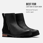 Sorel Womens Emelie Zip Outdoor Waterproof Winter Ankle Leather Boots - Black - 10