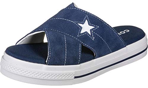 Converse Women's One Star Suede Slip Sandal, Navy/Egret/White (numeric_8)