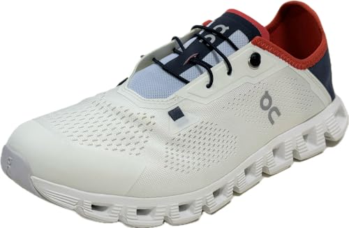 On Men's Cloud 5 Coast Sneakers, Ivory | Ink, Red, White, 9.5 Medium US