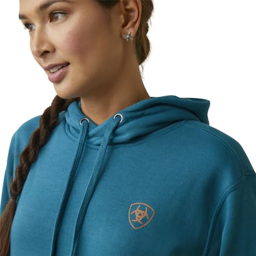 ARIAT Women's Logo Hoodie - Deep Lagoon, Medium