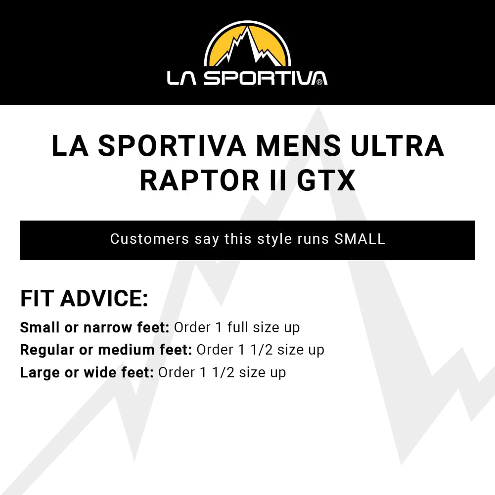 La Sportiva Mens Ultra Raptor II GTX Wide Trail Running Shoes, Black/Clay, 11
