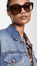 Bottega Veneta Women's New Entry Beveled Shape Sunglasses, Havana-Havana-Grey, One Size