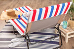 DII Stripe Beach Lounge Chair Towel with Fitted Top Pocket, 26x82, Red, White, Blue