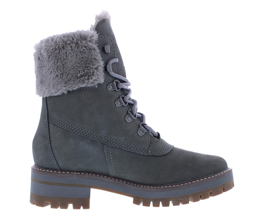 Timberland Courmayeur Valley 6" Faux Fur Waterproof Medium Grey Nubuck 8.5 B (M)