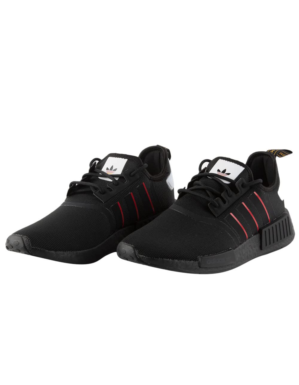 adidas Originals NMD-R1 Men’s Sneakers – Lace-up Closure – Padded Tongue and Collar – Textile Upper Black/White/Team Power Red 6 D - Medium