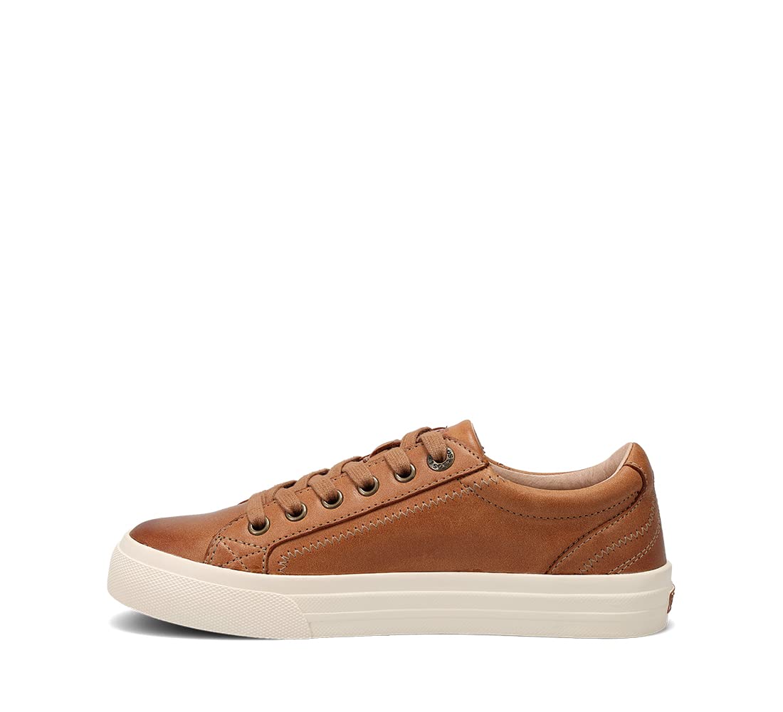 Taos Plim Soul Lux Women's Sneaker - Soft Premium Leather Lace Up Sneakers with All Day Walking Comfort and Support Caramel 10 (W) US