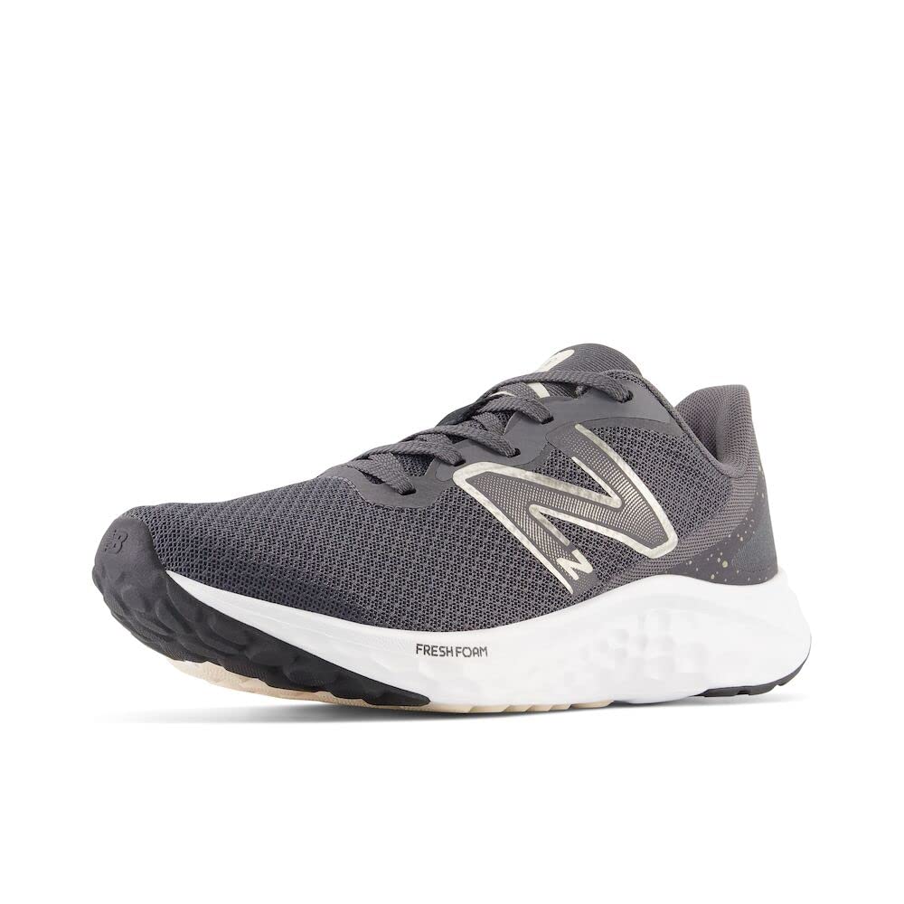 New Balance Women's Fresh Foam Arishi V4 Running Shoe, Magnet/Team Cream/Light Gold Metallic, 5