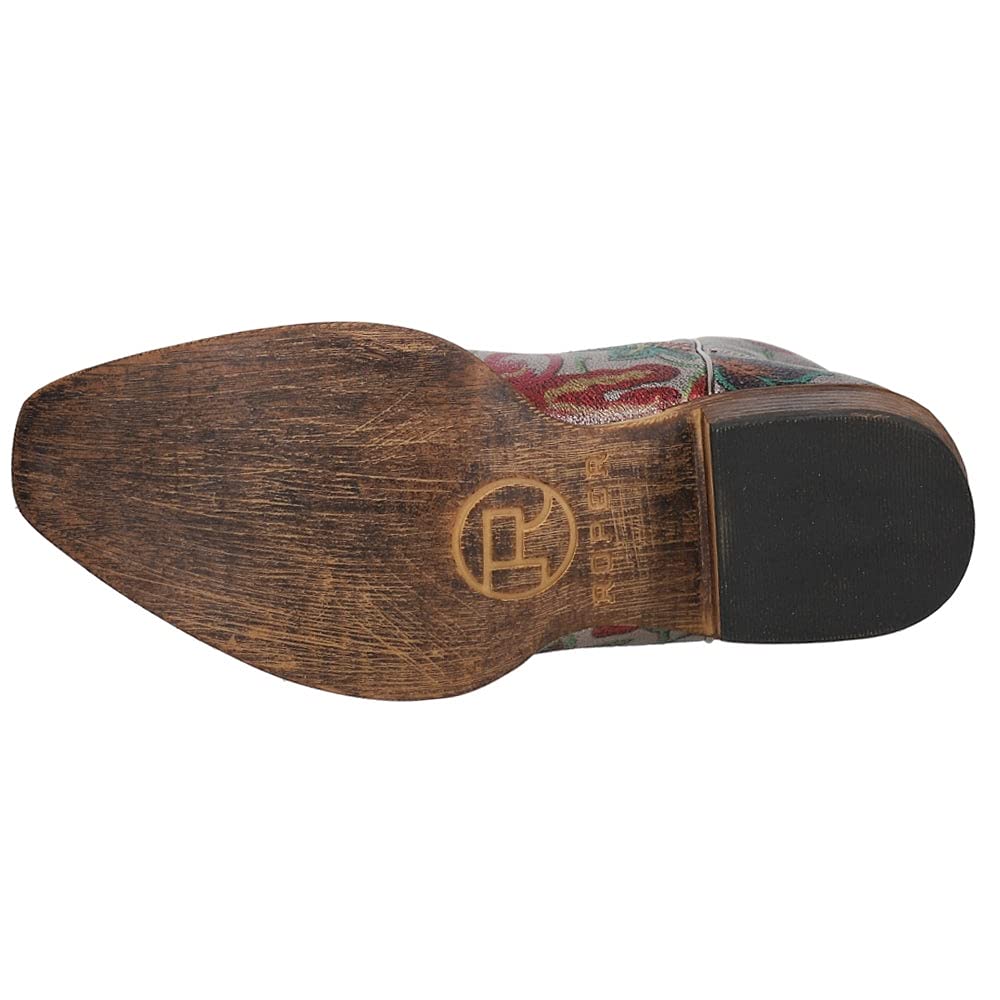 Roper Womens Ingrid Floral Snip Toe Boots Low Heel 1-2" - Silver - Size 10.5 M