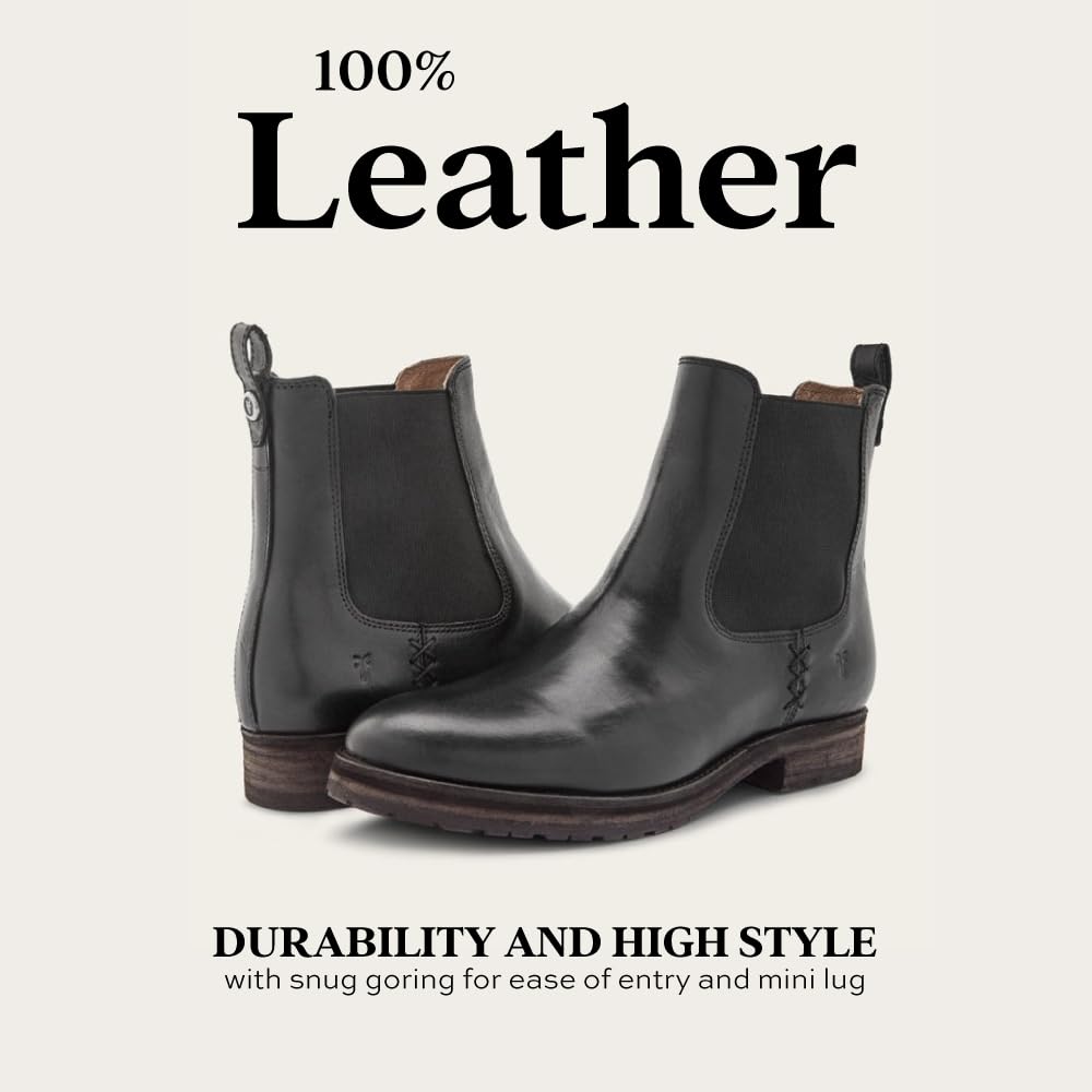 Frye Melissa Double Sole Chelsea Boots for Women - Rugged and Comfortable Leather Lined Slip On Classics with Leather Outsole and Antique Metal Hardware, Black - 11 M