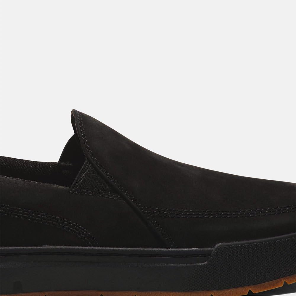 Timberland Maple Grove Leather Slip-On Shoes for Men - Textile Upper with Round Toe Design, Slip-On Style, Classy, and Chic Black Nubuck 11.5 D - Medium