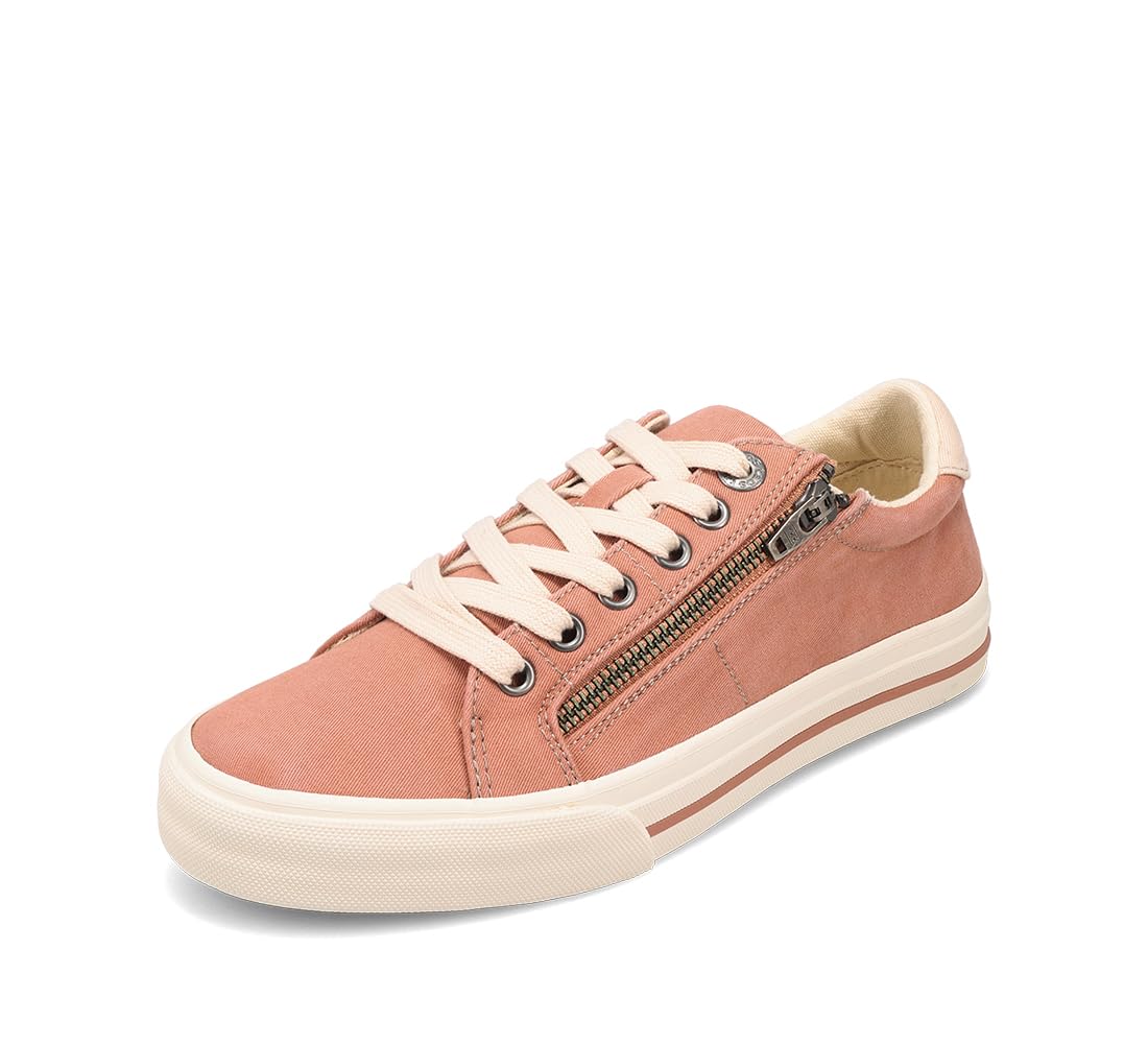 Taos Z Soul Women’s Sneaker - Stylish Platform Sneaker with Removable Footbed, Arch Support, Premium Cushioning, Lace-Up Adjustability, and Easy Access Zipper Clay/Cream Distressed 11 W US