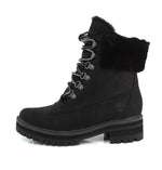 Timberland Women's Courmayeur Valley WP 6in with Shearling, Black Nubuck, 8.5 M US