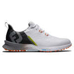 FootJoy Men's FJ Fuel Golf Shoe, White/Black/Orange, 12 X-Wide