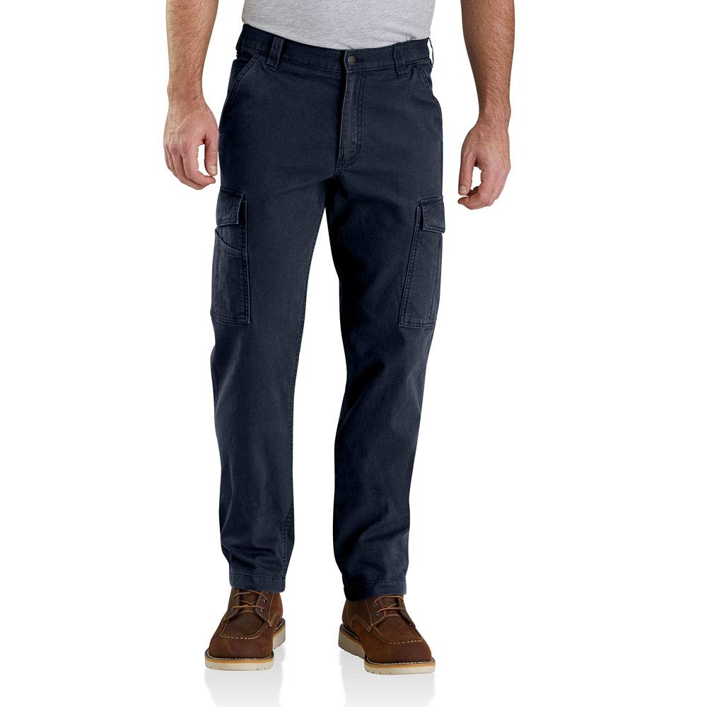 Carhartt Men's Rugged Flex Relaxed Fit Canvas Cargo Work Pant, Navy, 38 x 34
