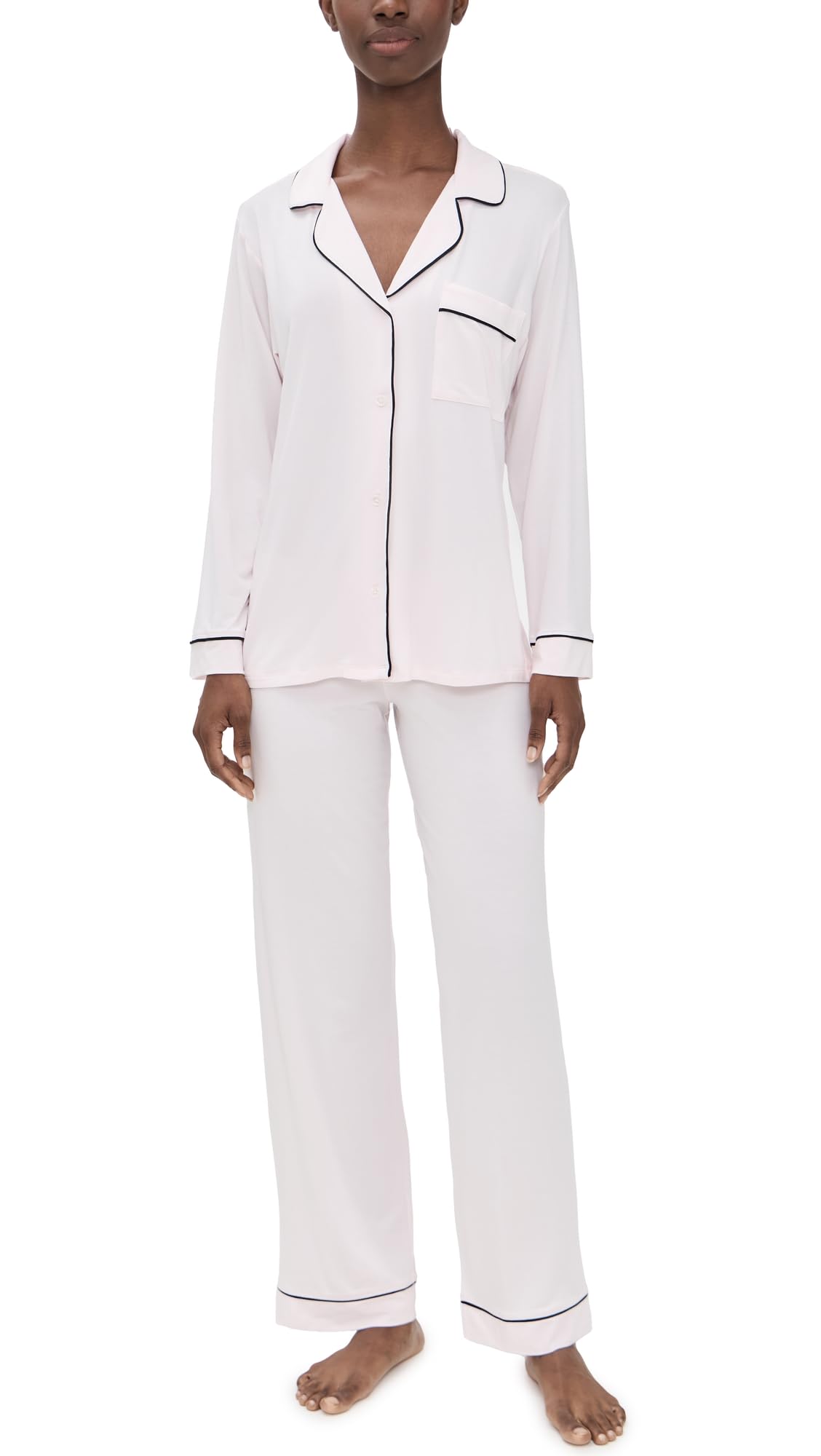 Eberjey Gisele Long PJ Set, Sorbet Pink/Black, Small