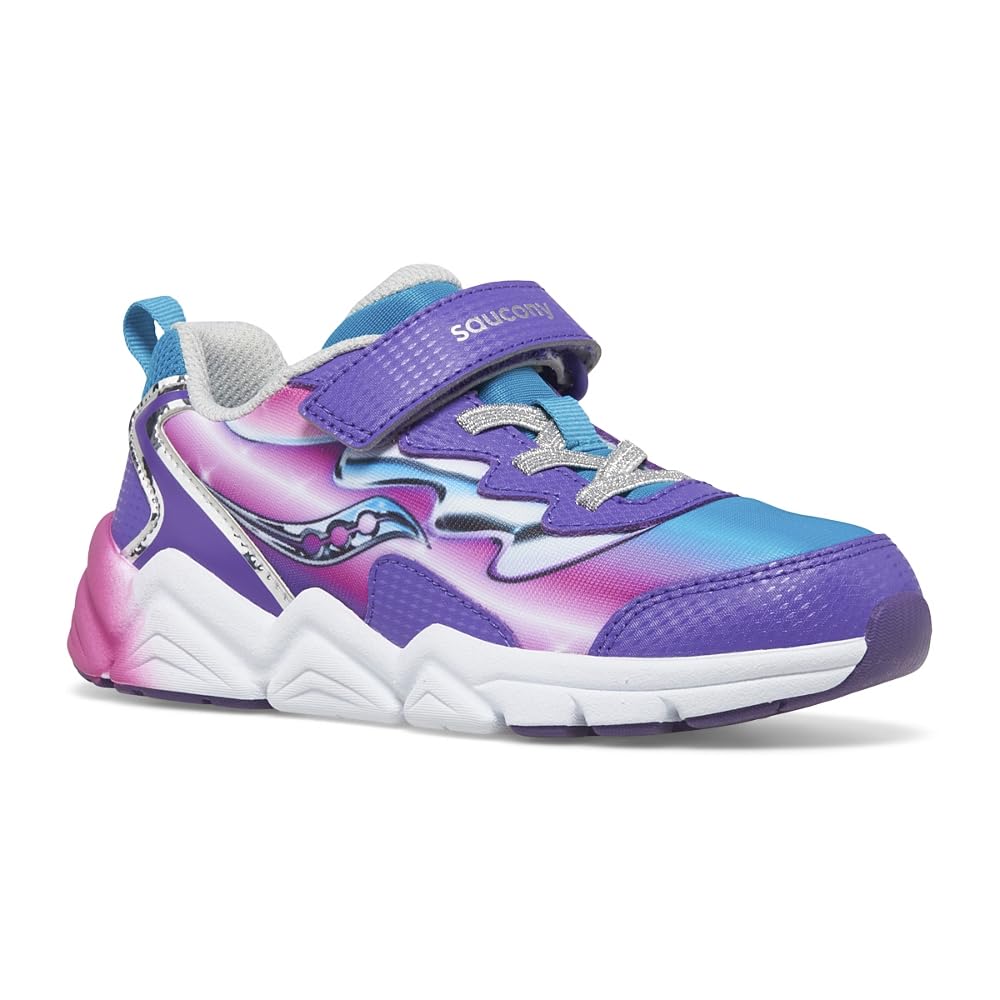 Saucony Flash Alternative Closure 3.0 Flexible, Teal/Purple/Chrome, 2 Wide US Unisex Little_Kid