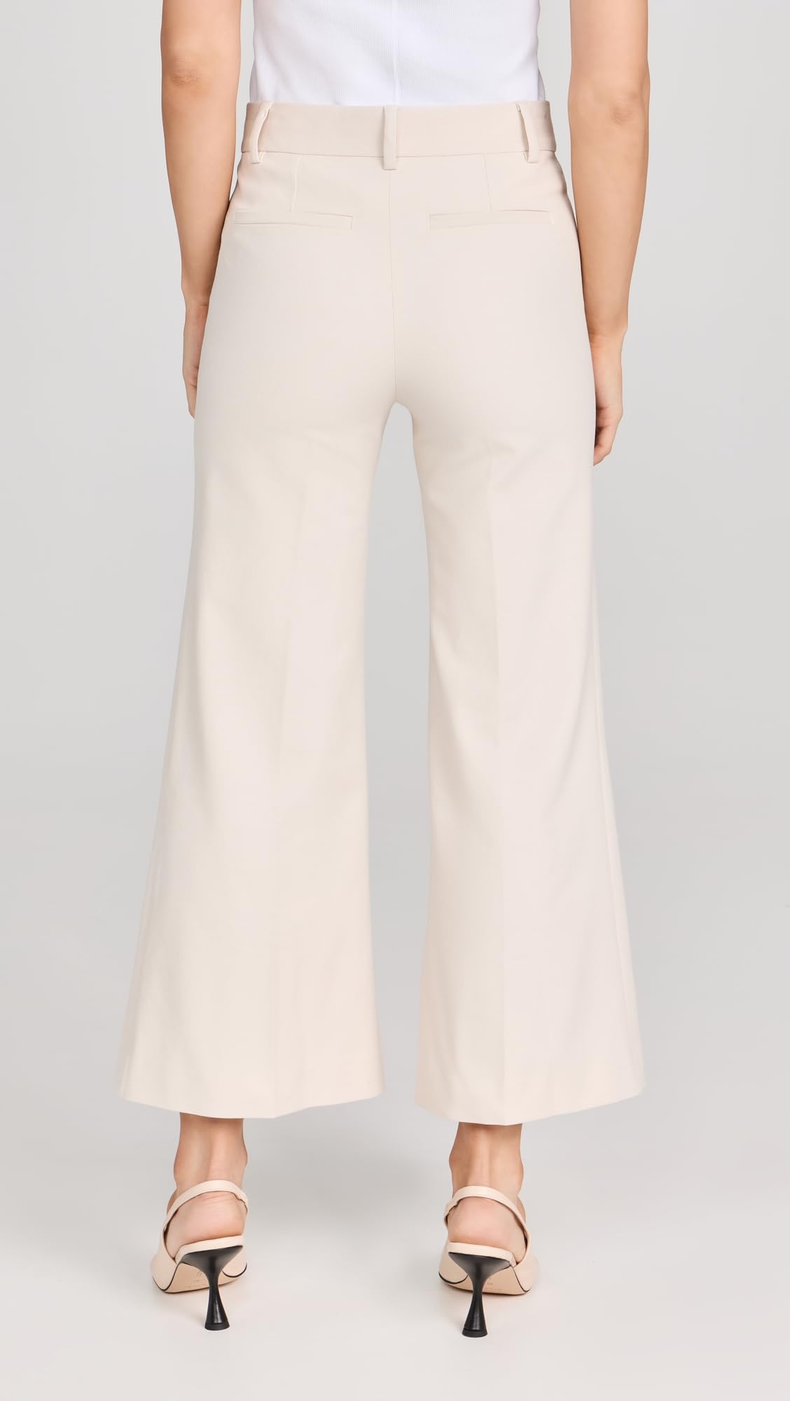 FRAME Women's Le Crop Palazzo Trousers, Bone, Off White, 10