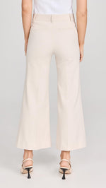 FRAME Women's Le Crop Palazzo Trousers, Bone, Off White, 10