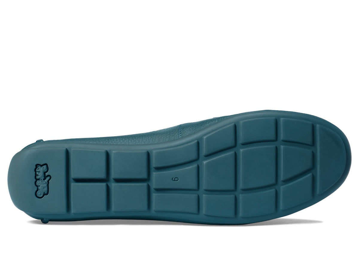 Coach® Marley Driver Women Loafers – Pebbled Leather Upper – Cushioned Footbed – Synthetic Lining – Gold Tone Deep Turquoise 8 B - Medium