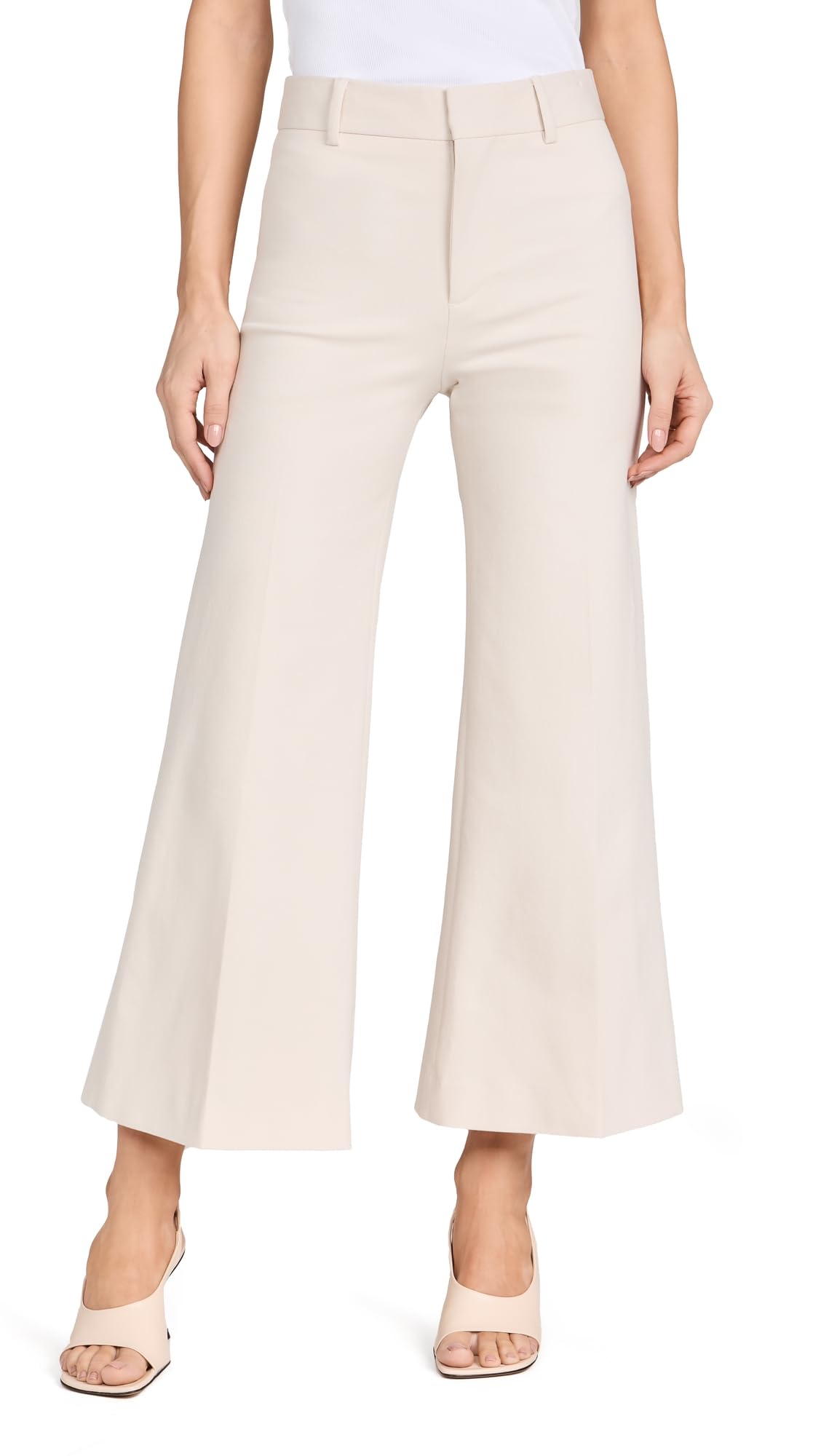 FRAME Women's Le Crop Palazzo Trousers, Bone, Off White, 10