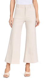 FRAME Women's Le Crop Palazzo Trousers, Bone, Off White, 10