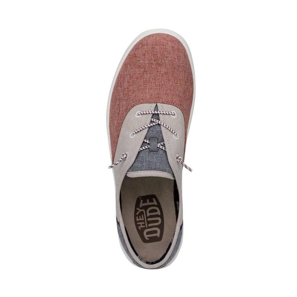 Hey Dude Conway Craft Linen Red/White/Blue Men's 7 & Women's 9 | Unisex Sneakers | Unisex Slip On Shoes | Comfortable & Light-Weight