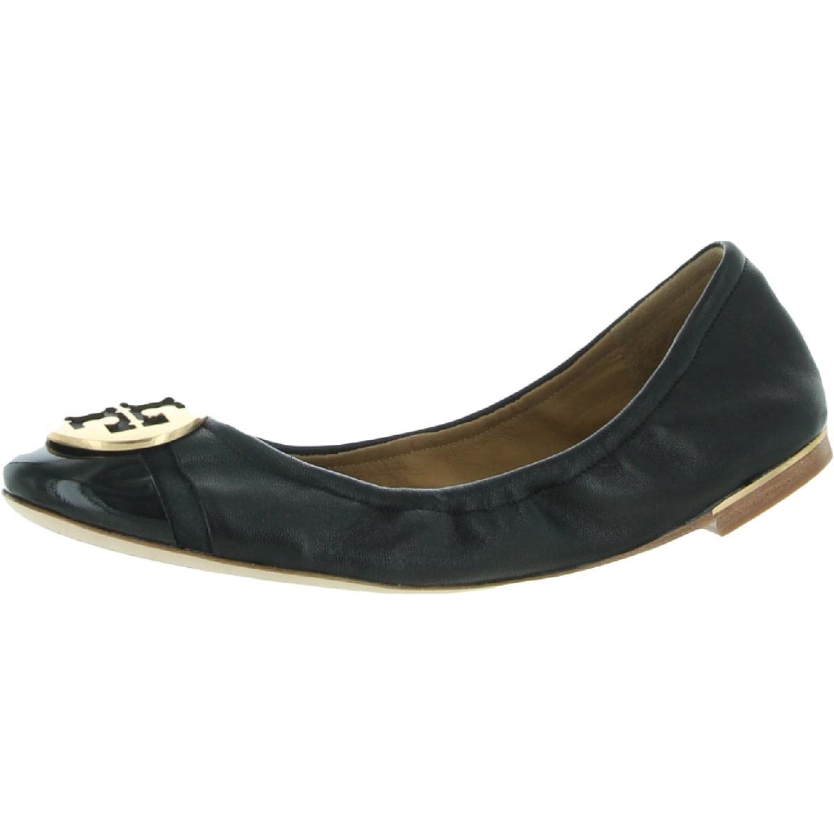 Tory Burch Women's Minnie Logo Medallion Cap Toe Ballet Flat Perfect Black (6 M US)
