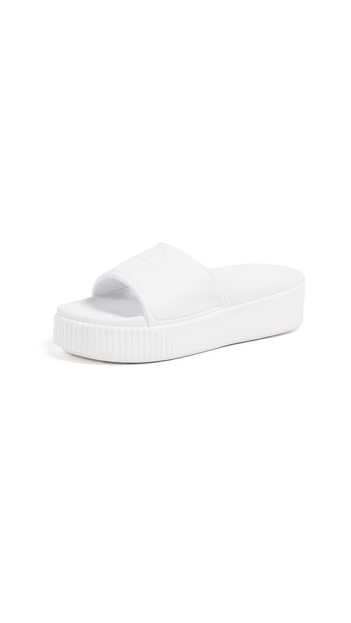 PUMA Women's Platform Bold Slides, Puma White/Puma White, 7.5 M US