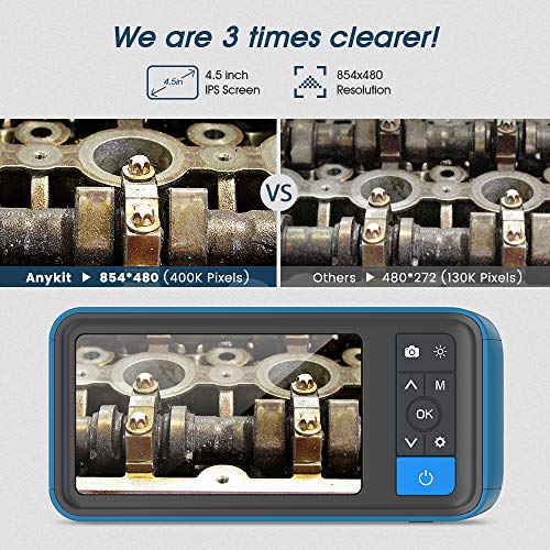 Pipe Sewer Inspection Camera, Dual Lens 1080P Industrial Endoscope, 4.5†Screen Waterproof Borescope Snake Camera with 6 LED, 16.4FT Semi-Rigid Cable Endoscope, 2500mAh Battery, 32GB TF Card