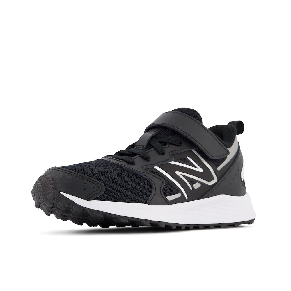 New Balance® Kids Fresh Foam 650v1 Bungee Lace with Top Strap Shoes for Kids – Comfortable Padding Black/Metallic Silver 1.5 Little Kid XW