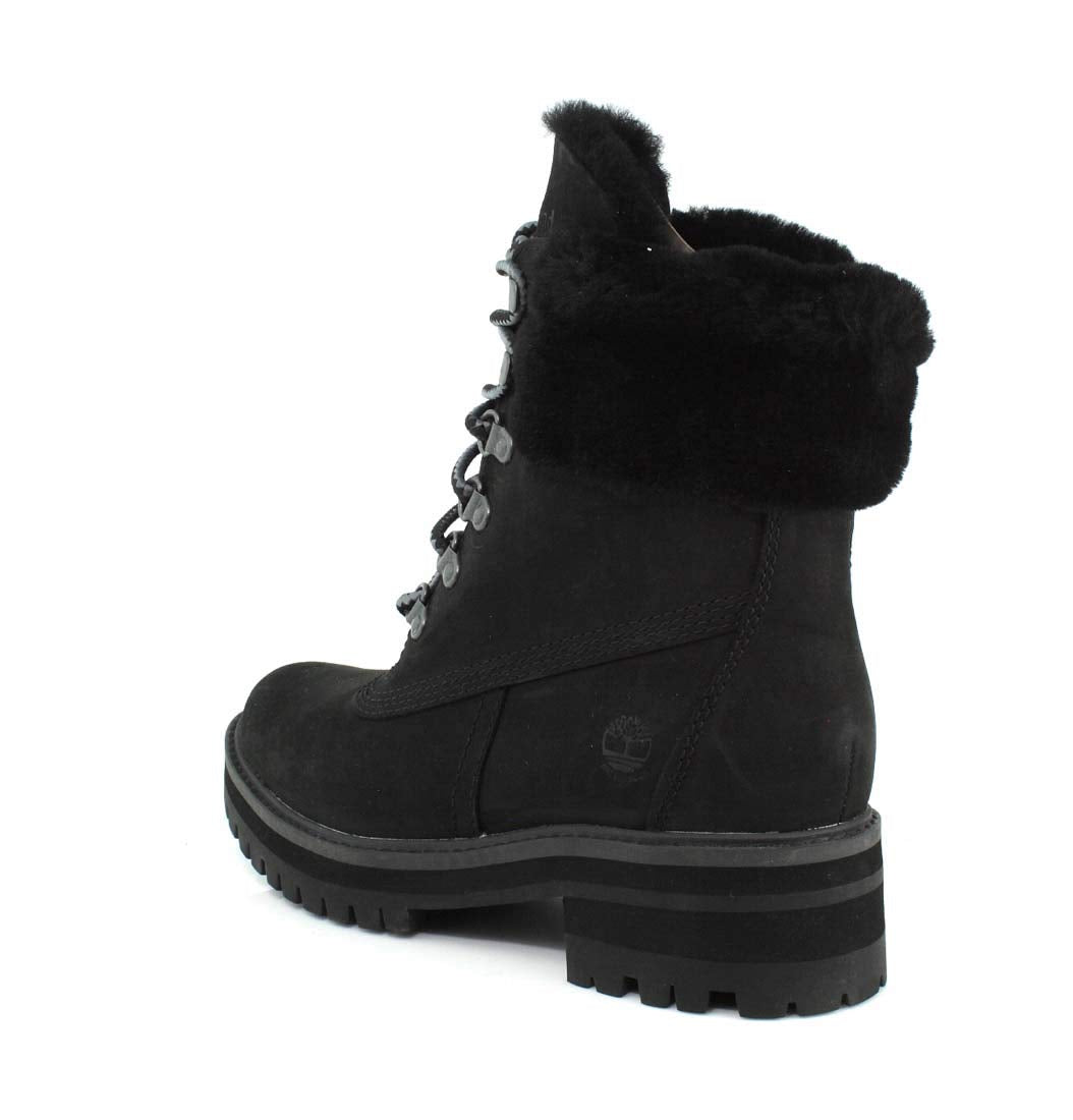 Timberland Women's Courmayeur Valley WP 6in with Shearling, Black Nubuck, 8.5 M US