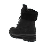 Timberland Women's Courmayeur Valley WP 6in with Shearling, Black Nubuck, 8.5 M US