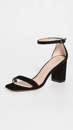 Stuart Weitzman Women's 75mm Nudist Curve Block Sandals, Black, 9.5 Medium US