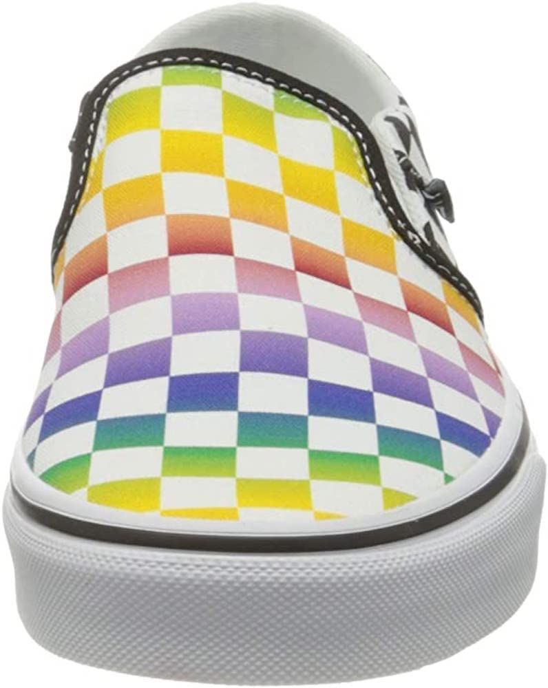 Vans Unisex-Child Classic Slip-on (Little Big Kid) (Rainbow Check (Blk/Wht), 1 Kids)