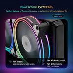 NexiGo CPU Liquid Cooler with Dual PWM Fans, 240mm Radiator, ARGB Lighting, 5V 3 Pin ARGB Header Extender, Computer Liquid Cooling System for AMD/Intel