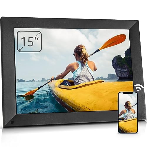 NexFoto 32GB 15 Inch Large Digital Picture Frame, Wi-Fi Digital Photo Frame, Wall-Mountable, Instantly Share Photos Videos via App or Email, Gift for Grandparents