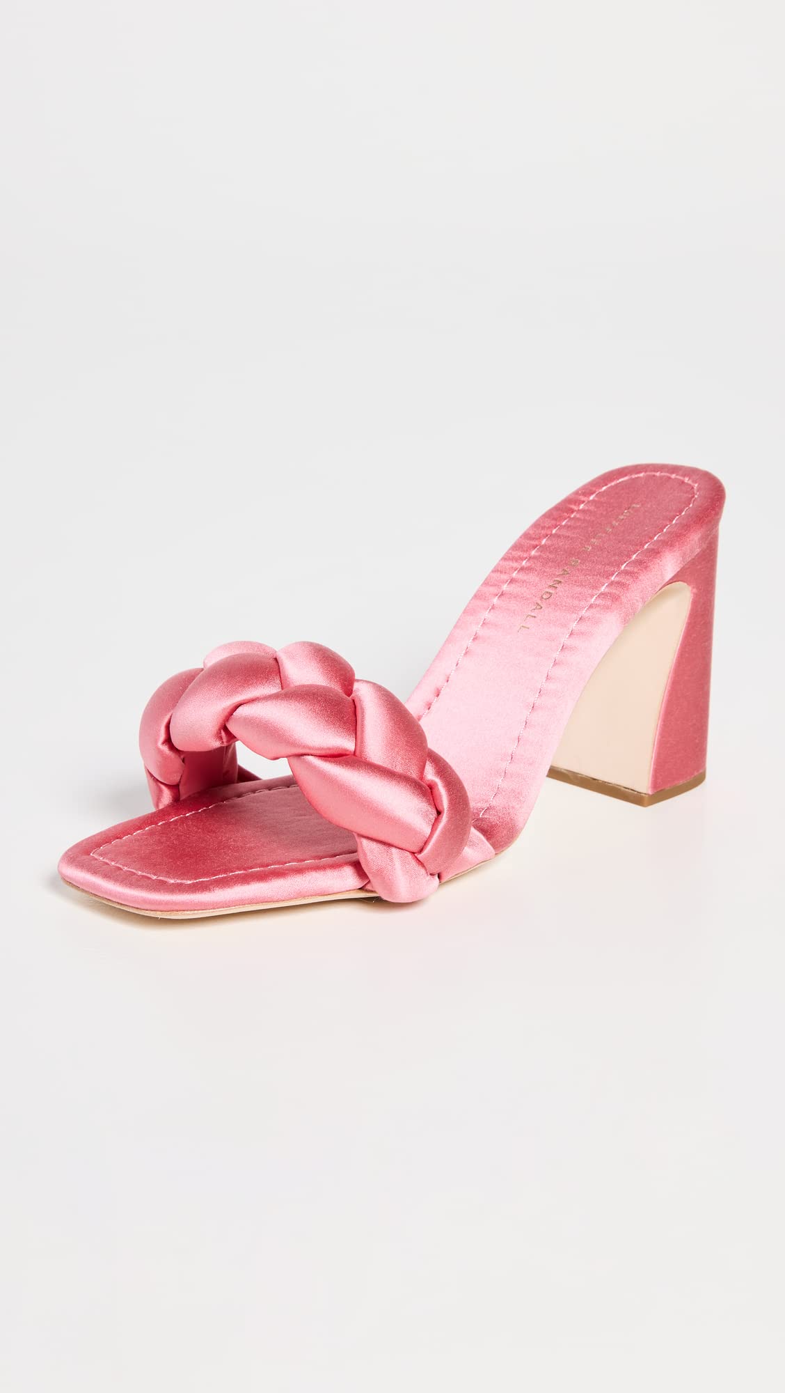 Loeffler Randall Women's Freya Curved Heel Mules with Braid, Bubblegum, Pink, 6.5 Medium US