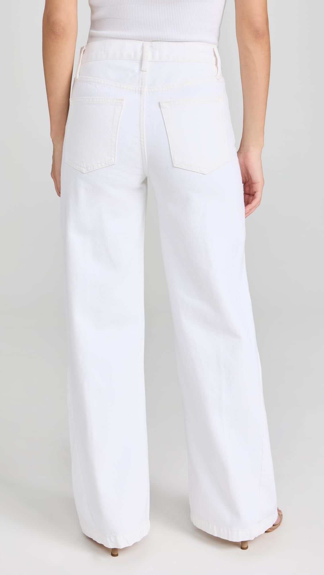 FRAME Women's Le Baggy Palazzo Jeans, Au Natural Clean, White, 28