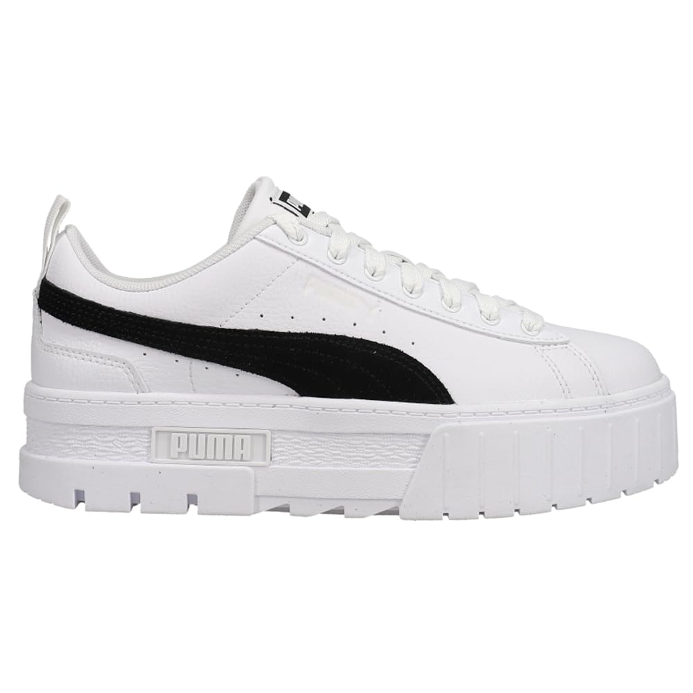 PUMA Girl's Mayze Leather (Big Kid) Puma White/Puma Black/Nimbus Cloud 5.5 Big Kid M