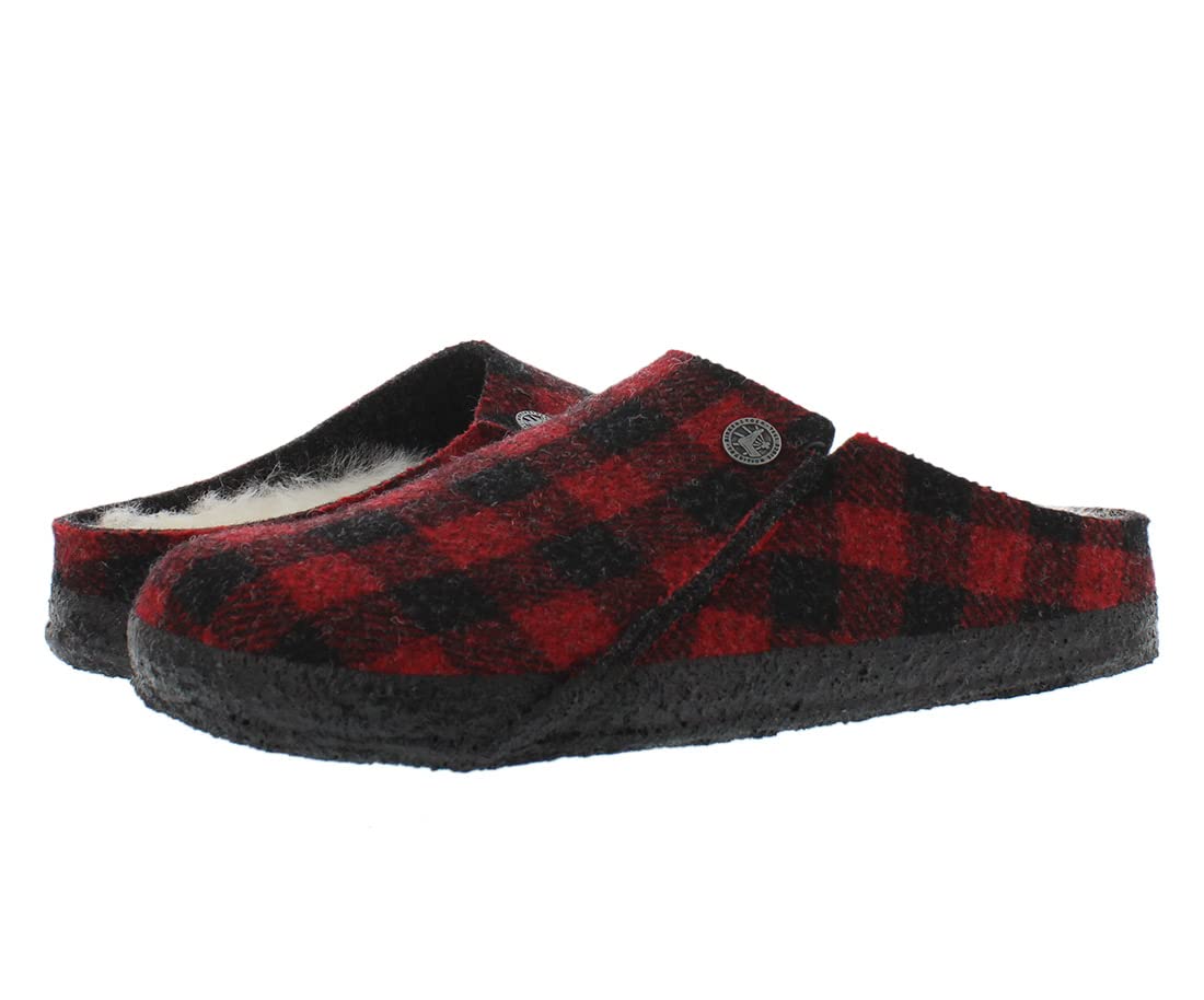 Birkenstock Women's Zermatt Shearling Flats 7-7.5 Women/5-5.5 Men Plaid Red