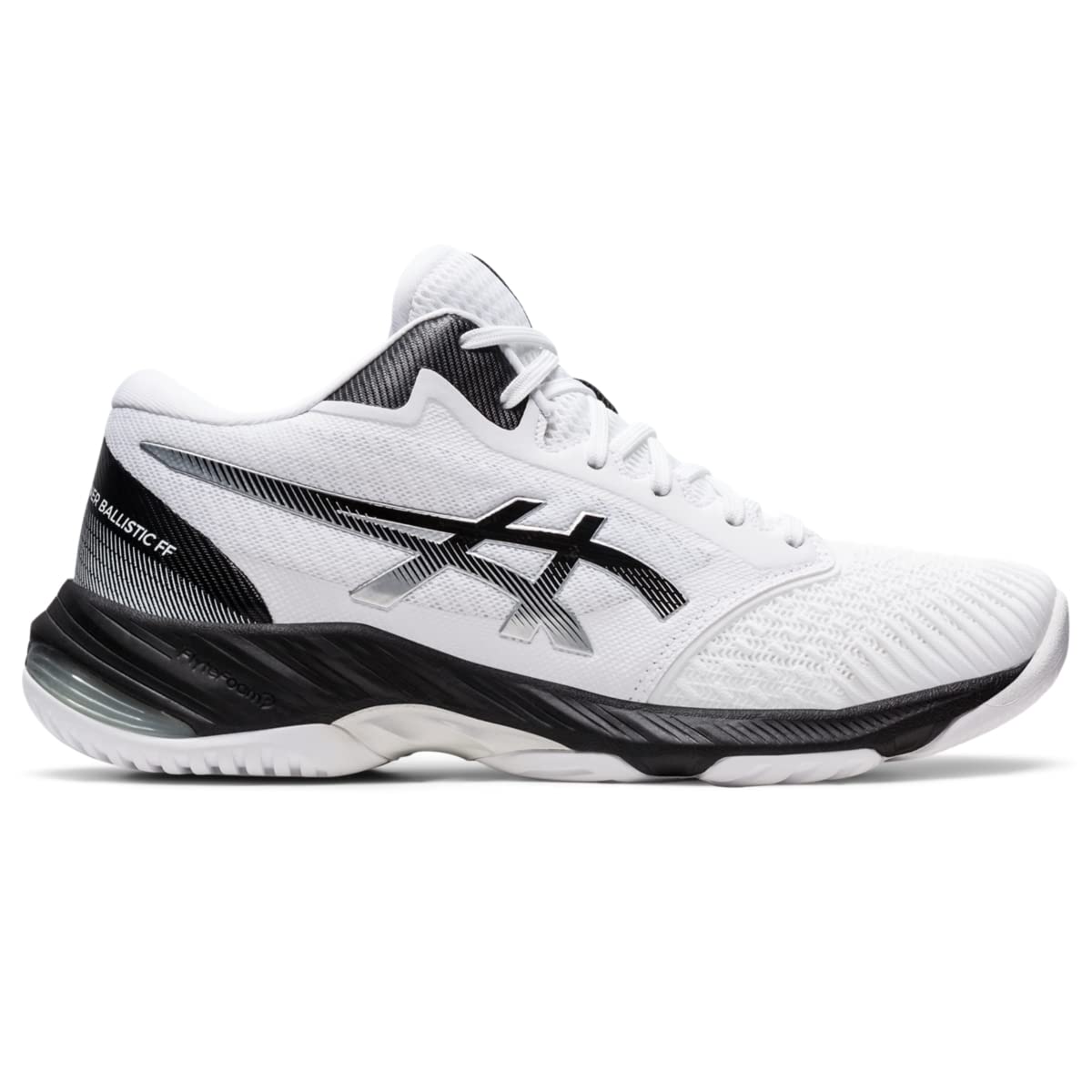 ASICS Men's Netburner Ballistic FlyteFoam Mid Top 3 Volleyball Shoes, 7, White/Black