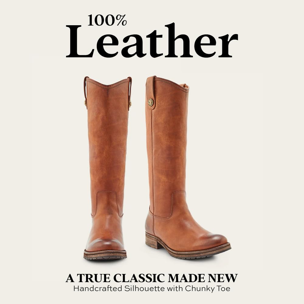 Frye Melissa Double Sole Button Lug Tall Riding Boots for Women - Leather Lined Classics with Modern Stacked Heel and Rugged Mini-Lug Traction Outsole, Bronze - 11M