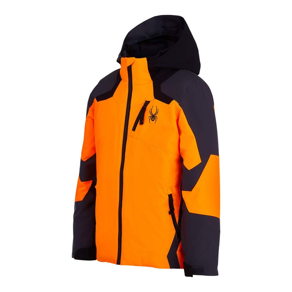 Spyder Boy's Leader Jacket (Big Kids) Bright Orange/Ebony 12 Big Kid