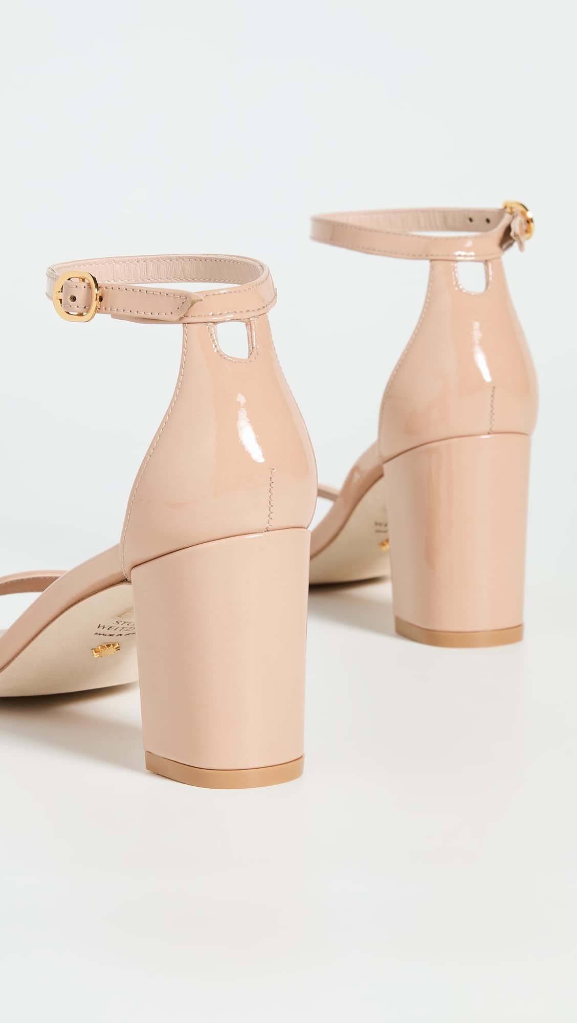 Stuart Weitzman Women's Nudistcurve 75 Block Sandals, Adobe, Tan, 6.5 Medium US