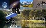 Telescope for Beginners, 114mm Aperture 500mm AZ Mount Astronomical Reflector Telescope Adjustable (29.9-46.6in) Portable Travel Telescopes with Phone Adapter