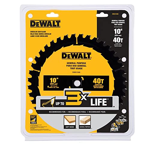 DEWALT Table Saw Blade, 10", 40 Tooth, with Fine Finish, Ultra Sharp Carbide (DWA11040)