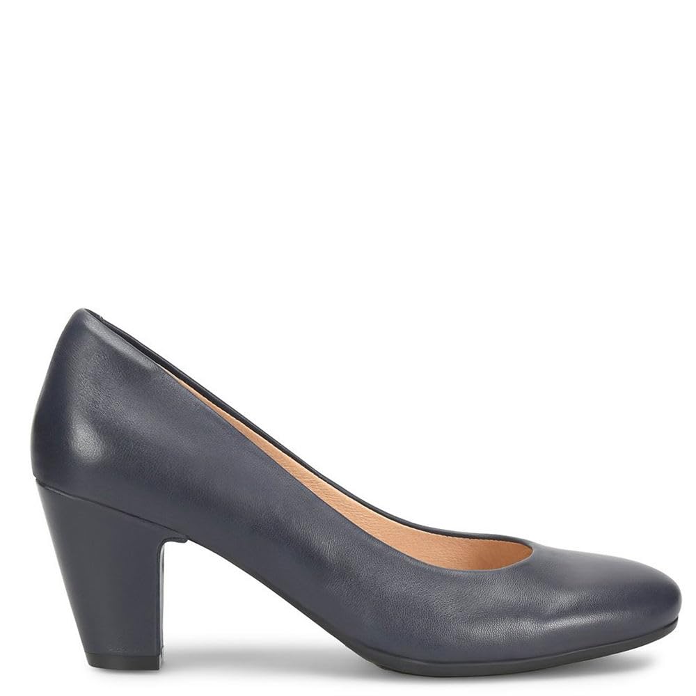 Sofft Lana Heeled Sandals for Women – Leather Lining and Upper – Microfiber Footbed – Closed Toe Style Sky Navy 8.5 M (B)