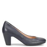 Sofft Lana Heeled Sandals for Women – Leather Lining and Upper – Microfiber Footbed – Closed Toe Style Sky Navy 8.5 M (B)