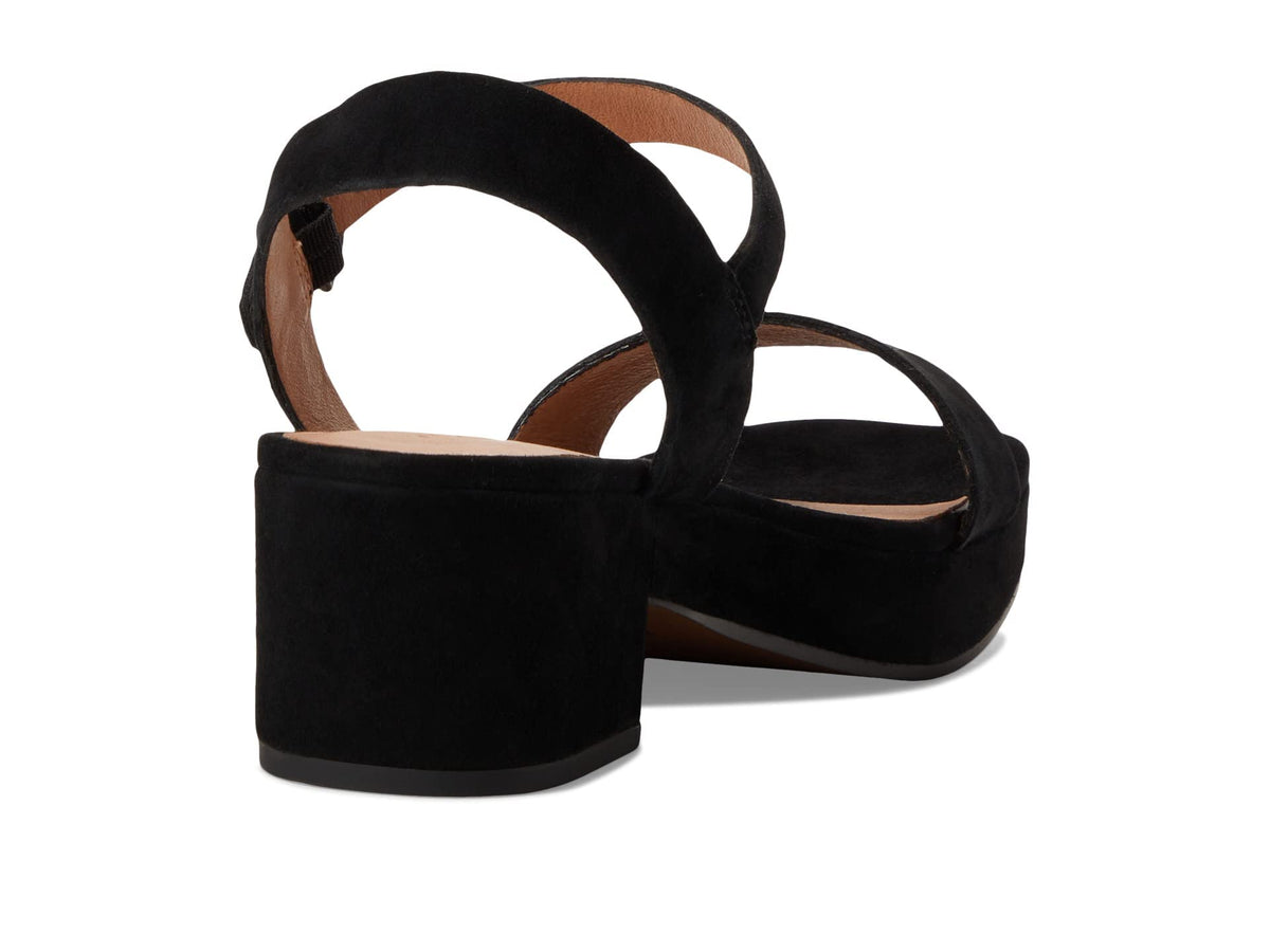Madewell Sora Flatform Sandal Suede for Women - Open Square Toe and Block Heel Design, Elegant and Durable Sandals True Black 10 M